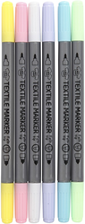 CC Textile markers, pastel colours, line 2,3+3,6 mm, 6 pc/ 1 pack