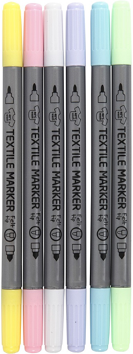CC Textile markers, pastel colours, line 2,3+3,6 mm, 6 pc/ 1 pack