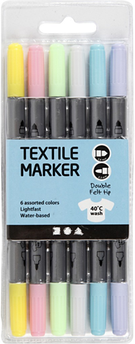 CC Textile markers, pastel colours, line 2,3+3,6 mm, 6 pc/ 1 pack-2