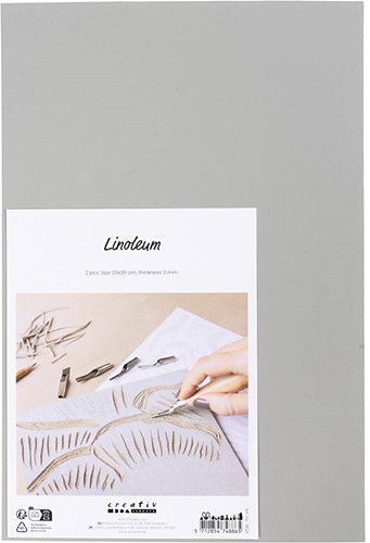 CC Linoleumplaat 20x30 cm lichtgrijs 2 vellen