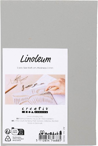 CC Linoleumplaat Rubber 10x15cm Lichtgrijs 2 stuks
