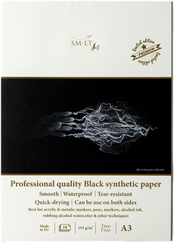 SMLT Tekenblok Professional Synthetisch A3 155gr 10 vel Zwart