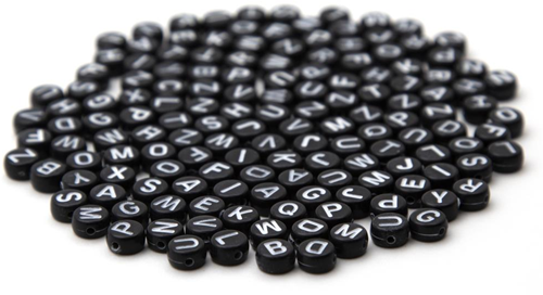 Alfabet Letterkralen 7 mm zwart/wit 150 stuks
