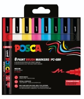 Uni Posca PC-5M Brush Marker Set 16 Pieces