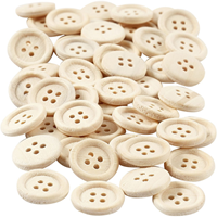 CC Wooden Buttons, Dia. 15 mm, 4 holes, 50 pc/ 1 pack