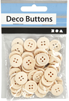 CC Wooden Buttons, Dia. 15 mm, 4 holes, 50 pc/ 1 pack-2