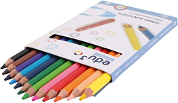 EDU Jumbo Coloured Pencils, assorted colours, thickness 10 mm, lead 5 mm, 12 pc/ 1 pack