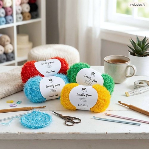 Scouring Sponge Red CC Scouring Sponge Yarn Red 50 g iHobby