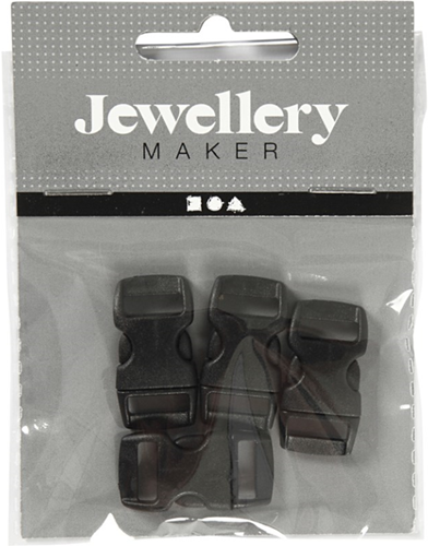 CC Click Clasp, black, L: 29 mm, W: 15 mm, hole size 3x11 mm, 4 pc/ 1 pack-2