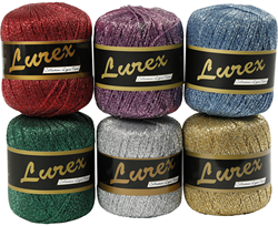 CC Lurex Yarn, assorted colours, L: 160 m, 6x25 g/ 1 pack