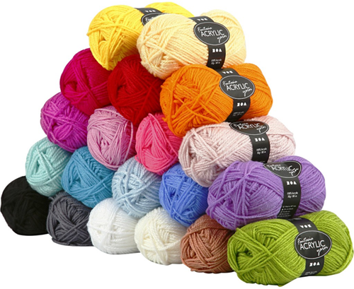 CC Fantasia Acrylic Yarn, assorted colours, L: 80 m, 20x50 g/ 1 pack