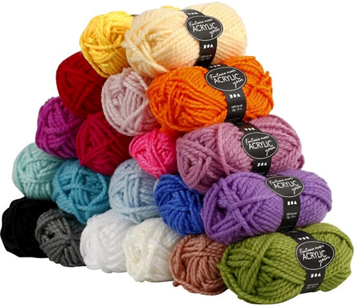 CC Fantasia Acrylic Yarn, assorted colours, L: 35 m, Maxi, 20x50 g/ 1 pack
