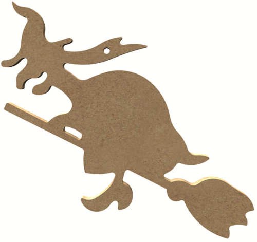 Gomille MDF Figuur 21x11 cm Heks op Bezem