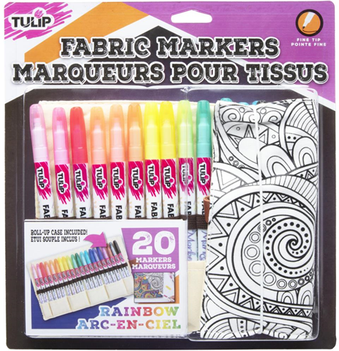 Tulip Textilmarker-Set mit Rolletui, 20 Stück
