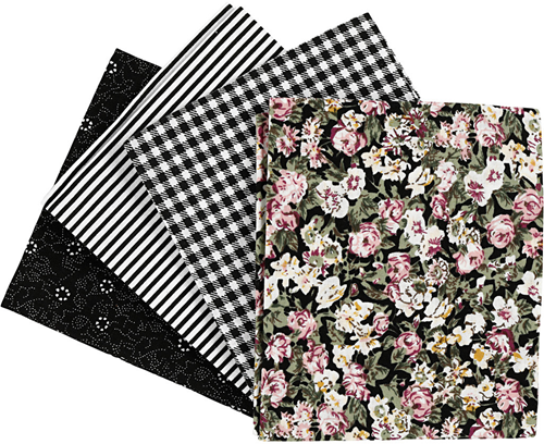 CC Patchwork Stof 45x55 cm Zwart 4 stuks