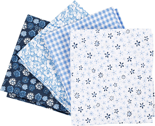 CC Patchwork Stof 45x55 cm Blauw 4 stuks