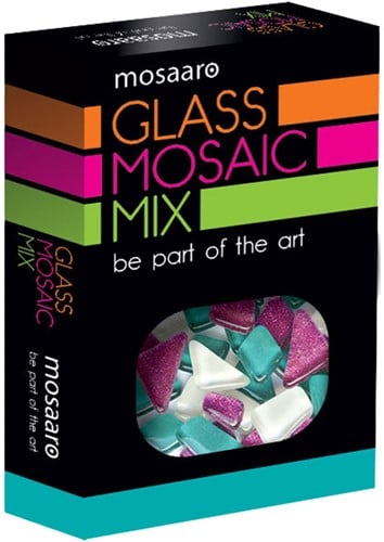 Mosaaro Mozaiek Materialenset Mix: Wit, Turquoise, Glitter Paars MA5004