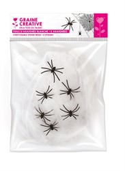 GC Halloween Decoratie Plastic Spinnen met Spinnenweb - 6 stuks