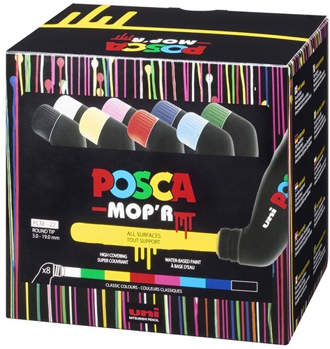 Uni Posca Verfmarker XXL Mop'R 8 Set Klassiek