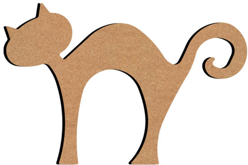 MDF Figuur Kat met Krul Omlaag 15 cm