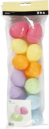CC Plastic Eieren h: 6cm Pastel 12 stuks