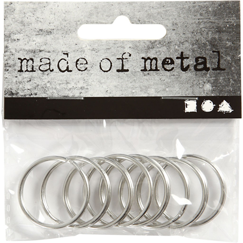 CC Sleutelhanger Ring 25 mm Zilver 8 stuks-2