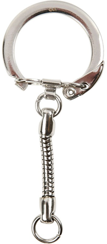 CC Keyring with chain, L: 6 cm, Dia. 2,3 cm, 5 pc/ 1 pack
