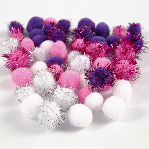 CC pompoms Paarse Harmonie 15-20mm 48 stuks