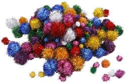 CC Pompoms Multigekleurd Glitter 15-40mm 400 stuks