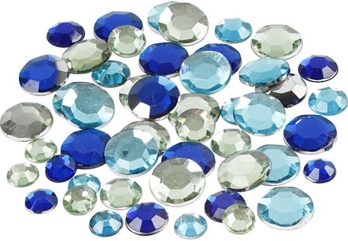 CC Rhinestones, blue/green harmony, round, size 6+9+12 mm, 360 pc/ 1 pack
