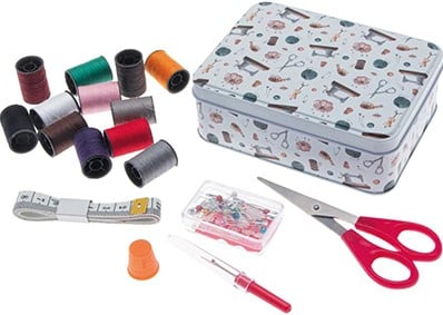 Naaiset in Blik met Accessoires 14x10x5 cm
