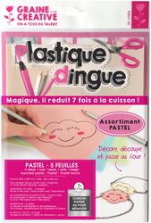 PK 5 PASTEL PLASTIC SCHRINK SHEETS 200x260mm
