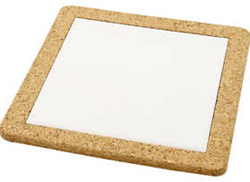 CC Trivet with cork frame, white, size 19x19x1,1 cm, 10 pc/ 1 box