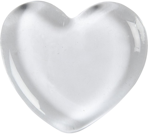 CC Heart, transparent, size 6,5x6,5 cm, thickness 10 mm, 1 pc