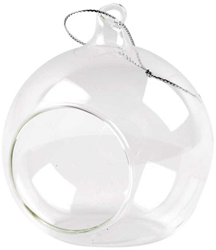 CC Glass Ornament with Opening, Dia. 8 cm, 6 pc/ 1 pack