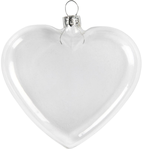 CC Glazen Hart Plat 9 cm 6 stuks