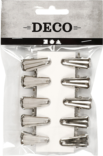 CC Decorative pegs, silver, L: 27 mm, W: 14 mm, 10 pc/ 1 pack-3
