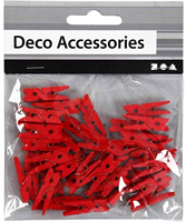 CC Mini Clothes Peg, red, L: 25 mm, W: 3 mm, 36 pc/ 1 pack-2