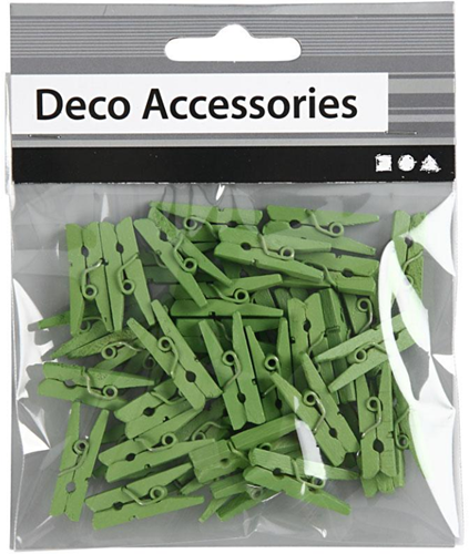 CC Mini Clothes Peg, green, L: 25 mm, W: 3 mm, 36 pc/ 1 pack-2