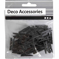 CC Mini Clothes Peg, black, L: 25 mm, W: 3 mm, 36 pc/ 1 pack-2