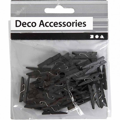 CC Mini Clothes Peg, black, L: 25 mm, W: 3 mm, 36 pc/ 1 pack-2