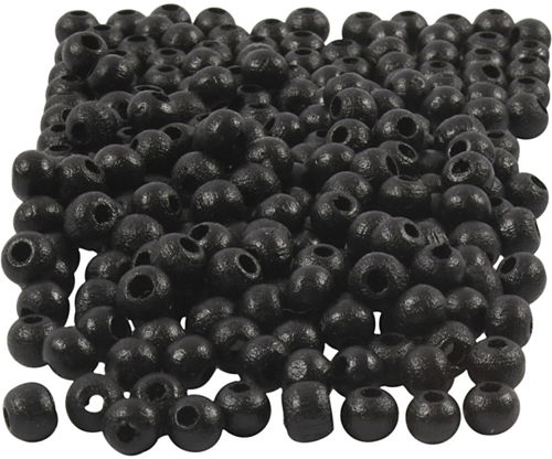 CC Houten Kralen 5 mm Zwart 150 stuks