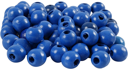 CC Houten Kralen 10 mm Blauw 70 stuks