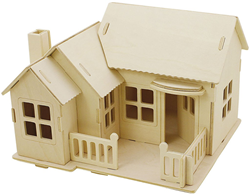 CC 3D Wooden Construction Kit, House with terrace, size 19x17,5x15 , 1 pc