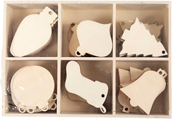 CC Houten Kerst Ornamenten 4-5 cm 90 stuks