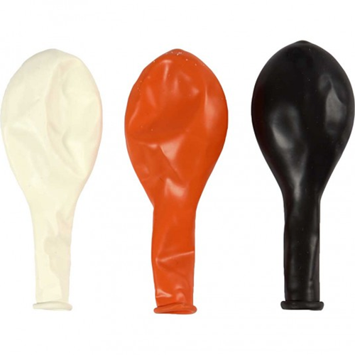 CC Balloons, black, orange, white, Round, Dia. 23-26 cm, 10 pc/ 1 pack