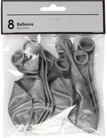 CC Balloons, silver, round, Dia. 23 cm, 8 pc/ 1 pack-2
