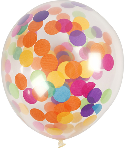 Ballonnen met Confetti 23 cm Transparant 4 stuks