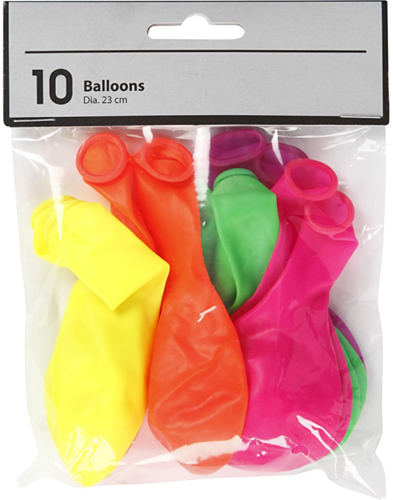CC Balloons, neon colours, round, Dia. 23 cm, 10 pc/ 1 pack-2