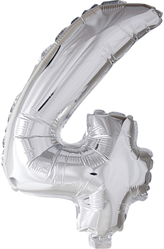 CC Foil Balloon, silver, 4, H: 41 cm, 1 pc